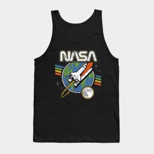 NASA Blast Off Retro Rainbow Stripes Graphic Tank Top